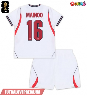 Lacne Dětský Futbalové dres Anglicko Kobbie Mainoo #16 MS 2026 Krátky Rukáv - Domáci (+ trenírky)
